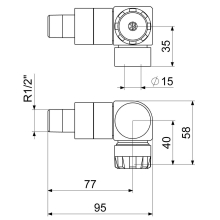 Schlösser Armaturen THERMOSTATVENTIL WINKELECKFORM ANSCHL.RECHTS, DN15, 1/2", REINWEISS