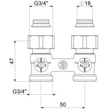 Schlösser Armaturen ANSCHLUSSARM.F.KOMPAKT-HK, DG-F 2ROHRSYS, KONUS, DN15, UE-MU3/4", NI