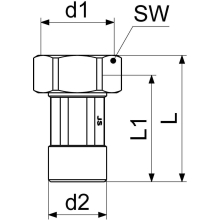 Schlösser Armaturen WZ-VERSCHRAUBUNG O.PLOMBIERV. AG1/2"xIG3/4", MS-BLANK, VPE 1ST.