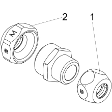 Schlösser Armaturen DOPPEL-QUETSCHVERSCHR. REDUZ. DN10, 1/2"x12MM, 3/8"x10MM, VERCHR.