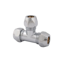 Schlösser Armaturen T-STUECK M. 3 QUETSCHVERSCHR. DN12, 1/2"x12MM, VERCHROMT
