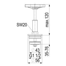 Schlösser Armaturen FETTKAMMER-OT F.FREISTROMVENT. DIN3502, STEIG.SP, DN40, 1 1/2", PTFE