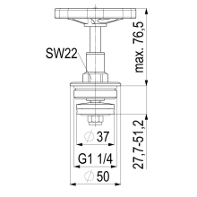 Schlösser Armaturen FETTKAMMER-OT, DURCHG./SCHRAEG. STEIG.SP, DN32, 1 1/4", MESSING, PTFE
