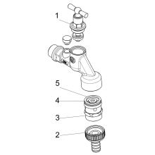 Schlösser Armaturen AUSLAUFVENTIL AIR-TEC, MIT RB, RV, SV, KNEBEL-OT, 1/2", MATT CR, DVGW