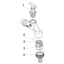 Schlösser Armaturen AUSLAUFVENTIL MIT RB, RV, SV KNEBEL-OT, SCHW, 1/2", MATT CHR, DVGW