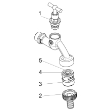 Schlösser Armaturen AUSLAUFVENTIL MIT RB, RV, SV KNEBEL-OT, 1/2", MATT CHROM, DVGW