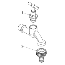 Schlösser Armaturen AUSLAUFVENTIL MIT SCHLAUCHVER. KNEBEL-OBERTEIL, 3/4", POL. CHROM