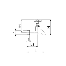 Schlösser Armaturen AUSLAUFVENTIL MIT STRAHLREGLER OHNE SV, KNEBEL-OT, 3/4", MATT CHROM