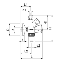 Schlösser Armaturen KOMBI-ECKVENTIL, NICHT SELBSTD. SV, 3-KANTGR, 1/2", POL.CHROM, DVGW