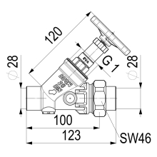 Schlösser Armaturen KFR-VENTIL, O.ENTL, AUSG.LOETV. N.STEIG.SPINDEL, DN25, LOET 28, DVGW