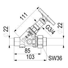 Schlösser Armaturen KFR-VENTIL, O.ENTL, AUSG.LOETV. N.STEIG.SPINDEL, DN20, LOET 22, DVGW