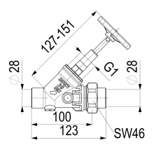 Schlösser Armaturen KFR-VENTIL, O.ENTL, AUSG.LOETV. STEIG.SPINDEL, DN25, LOET 28, DVGW