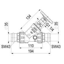Schlösser Armaturen KFR-VENTIL, PRESSANSCHLUSS IG M.ENTL, N.ST.SP, DN32, PRESS35, DVGW