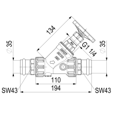 Schlösser Armaturen KFR-VENTIL, PRESSANSCHLUSS IG O.ENTL, N.ST.SP, DN32, PRESS35, DVGW