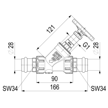Schlösser Armaturen KFR-VENTIL, PRESSANSCHLUSS IG O.ENTL, N.ST.SP, DN25, PRESS28, DVGW