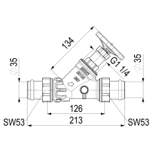 Schlösser Armaturen FREISTROMVENTIL, PRESS AG MULTI M.ENTL, N.ST.SP, DN32, PRESS35, DVGW