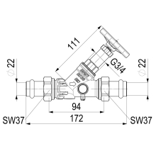 Schlösser Armaturen FREISTROMVENTIL, PRESS AG MULTI M.ENTL, N.ST.SP, DN20, PRESS22, DVGW