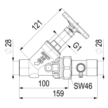 Schlösser Armaturen FREISTROMVENTIL, MIT ENTL. IN VSB AUSG, N.ST.SP, DN25, LOET28, DVGW