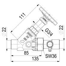 Schlösser Armaturen FREISTROMVENTIL, MIT ENTL. IN VSB AUSG, N.ST.SP, DN20, LOET22, DVGW