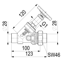 Schlösser Armaturen FREISTROMVENTIL, O.ENTLEERUNG AG.LOETV, N.ST.SP, DN25, LOET28, DVGW