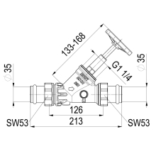 Schlösser Armaturen FREISTROMVENTIL, PRESS AG MULTI M.ENTL, ST.SP, DN32, PRESS 35, DVGW