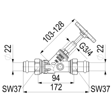 Schlösser Armaturen FREISTROMVENTIL, PRESS AG MULTI O.ENTL, ST.SP, DN20, PRESS 22, DVGW