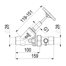 Schlösser Armaturen FREISTROMVENTIL, MIT ENTL. IN VSB AUSG, ST.SP, DN25, LOET28, DVGW