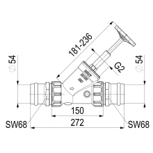 Schlösser Armaturen FREISTROMVENTIL, PRESSANSCHL.IG O.ENTL, ST.SP, DN50, PRESS 54, DVGW