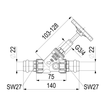 Schlösser Armaturen FREISTROMVENTIL, PRESSANSCHL.IG O.ENTL, ST.SP, DN20, PRESS 22, DVGW