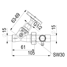 Schlösser Armaturen SCHRAEGSITZVENTIL, MIT ENTL. IN LOETV.AUSGANG, ST.SP, DN15, LOET15