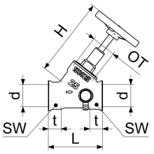 Schlösser Armaturen SCHRAEGSITZVENTIL, M.ENTLEERUNG STEIGENDE SPINDEL, DN65, IG 2 1/2"