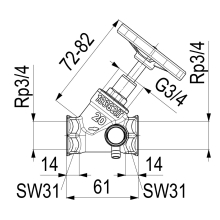 Schlösser Armaturen SCHRAEGSITZVENTIL, M.ENTLEERUNG STEIGENDE SPINDEL, DN20, IG 3/4"