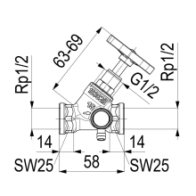 Schlösser Armaturen SCHRAEGSITZVENTIL, M.ENTLEERUNG STEIGENDE SPINDEL, DN15, IG 1/2"