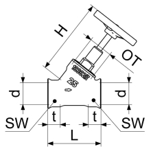 Schlösser Armaturen SCHRAEGSITZVENTIL, O.ENTLEERUNG STEIGENDE SPINDEL, DN65, IG 2 1/2"