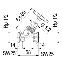 Schlösser Armaturen SCHRAEGSITZVENTIL, O.ENTLEERUNG STEIGENDE SPINDEL, DN15, IG 1/2"