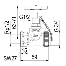Schlösser Armaturen KESSELENTLEERVENTIL, DN15 EINGANG IG1/2", AUSGANG K.U.K.3/4"