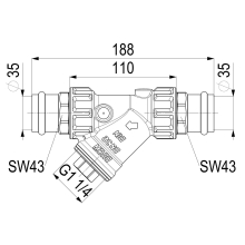 Schlösser Armaturen SCHMUTZFAENGER, PRESSANSCHL.IG O.ENTL, DN32 PRESS35, DIN GEHAEUSE