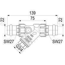 Schlösser Armaturen SCHMUTZFAENGER, PRESSANSCHL.IG O.ENTL, DN20 PRESS22, DIN GEHAEUSE