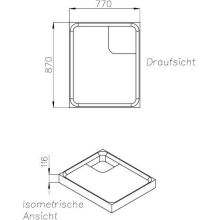 Schedel Brausewannenträger Höhe 116 mm 900x800x25mm