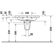 Duravit Waschtisch D-Code m. HLbank 1 HL mit ÜL 800x480mm weiß hg
