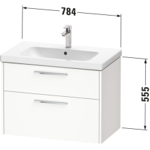 Badezimmermöbel D-Code 2.0 WTU Wandh. Schubk. 2, 784x555x460,Griff Chrom,Weiß Matt