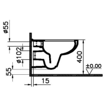 Vitra S100 Wand-Tief.-WC offene Befest. weiß Ausladung 540mm, spülrandlos