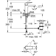 Grohe EH-Waschtischbatterie Cubeo 101749 M-Size Zugstangen-Ablaufgarnitur chrom