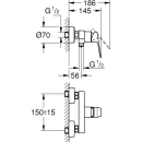 Grohe EH-Brausebatterie Cubeo 101824 Wandmontage chrom