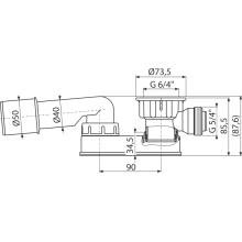 Alcadrain Geruchsverschluss flach G 6/4" × DN 40/50