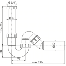 Alcadrain Röhrengeruchverschluss mit einer Überwurfmutter G 6/4" × DN 50