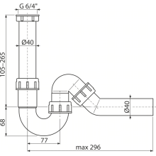 Alcadrain Röhrengeruchverschluss mit einer Überwurfmutter G 6/4" × DN 40