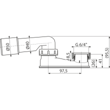 Alcadrain Geruchsverschluss flach  G 6/4" × DN 40/50