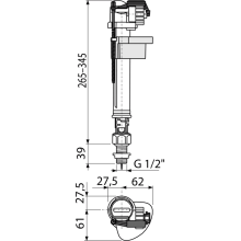 Alcadrain Füllventil für Keramik-Spülkasten, Zulauf von unten, Kunststoffgewinde 1/2"