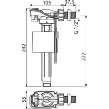 Alcadrain Füllventil für Keramik-Spülkasten, Zulauf seitlich, Kunststoffgewinde 1/2"